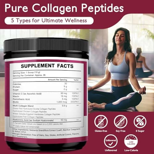 BEAUTIDE Collagen Peptides Powder for Women – Hydrolyzed Collagen with Vitamin C for Skin Hydration - Supports Hair, Nails & Joints Health – Unflavored, Keto Friendly, 35 Servings - Thumbnail 2