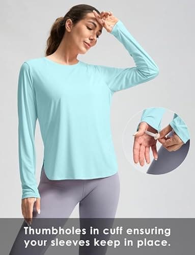 Women's Sun Shirts UPF 50+ Long Sleeve UV Protection Shirt Lightweight Quick Dry Workout Hiking Tops for Women(Light Green,XS) - Thumbnail 5