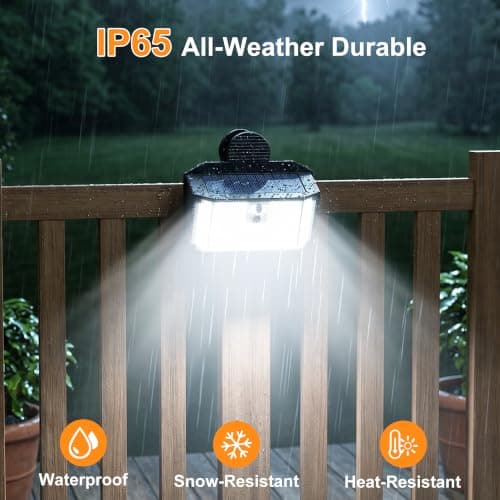 Fabrito 268LEDs Clip On Solar Lights Outdoor with Motion Sensor, 650LM Solar Fence Lights Outdoor Waterproof with 3 Lighting Modes, Bright Solar Deck Lights for Fence, Wall, Patio, Garden, 4Pack - Thumbnail 5