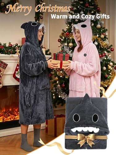 VOFUOTI MAX Shark Wearable Heated Blanket,Cordless Electric Heating Blanket Hoodie with 16000mAh Battery, Heated Robe Oversized Sweatshirt Throw Blanket Shawl with Sleeves - Thumbnail 5
