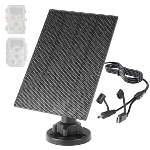 LIYVZ 3W Trail Camera Solar Panel with Built-in Battery 4000mAh, USB-C 5V & DC 6V Stable Output, 10 ft Cable & 360° Adjustable Bracket, IP65 Weatherproof, Compatible with Trail/Game Cameras - Image 1
