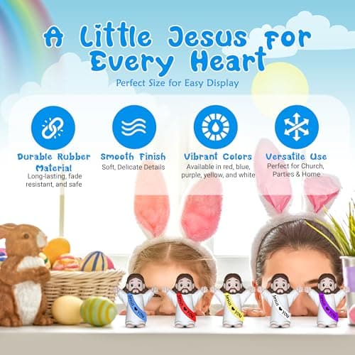 Imerance 100 Pcs Little Jesus Figures，Mini Jesus Figurines Tiny Statues for Easter Egg Stuffers to Hide and Seek Sunday School Religious Party Share （Multicolor） - Thumbnail 4