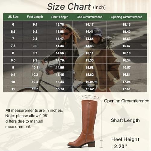 Jeossy Women's 9661 Knee High Tall Boot, Brown Riding Chunky Low Heel Round Toe Botas, Faux Leather Dress Boot with Inner Zipper and Side Hidden Elastic Band (DJY9661 Brown 07) - Thumbnail 6