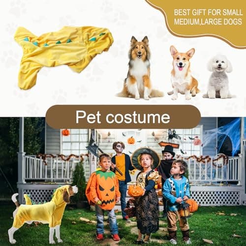 NACOCO Halloween Dog Dinosaur Costume - Pet Clothes Design Hoodie Yellow for Medium & Large Dog(Yellow, 2XL) - Thumbnail 5