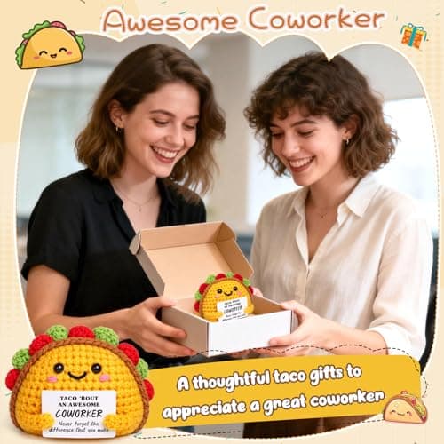 Mini Coworker Gifts for Women Men Funny Handmade Crochet Taco Thank You Gifts for Coworker Leaving Farewell Goodbye Going Away Retirement Office Appreciation Gift for Work Bestie Employee Colleague - Thumbnail 5
