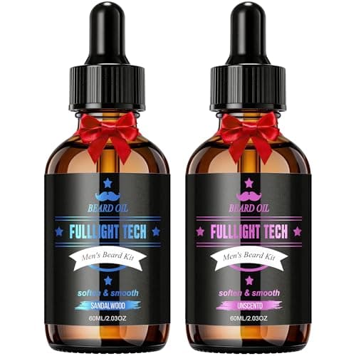 Beard Oil,2 Packs 4 FLOZ(120ml) Natural Beard Oil for Men Growth,Sandalwood and Unscented Beard Growth Oil Soften,Strengthen,Moisturize Beard Care,Stocking Stuffers for Men Gifts for Him Dad Boyfriend - Image 1