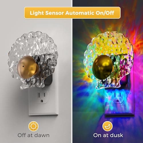 L LOHAS LED Shell Night Light, Night Lights Plug into Wall, Color Changing Nightlight RGB, Light Sensor, Plug in Night Light Home Decor for Kids Gifts, Holiday, Hallway Bedroom Kids Room, 1 Pack - Thumbnail 3