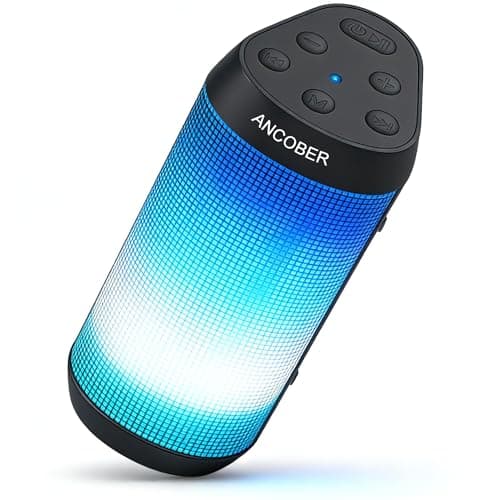 ANCOBER Portable Wireless Bluetooth Speaker with HD Powerful Stereo Sound, 8 Cool LED Light Modes, IPX4 Waterproof, 30H Playtime, TWS Pairing, BT5.3 with AUX-in, for Outdoor/Home/Party, Ideal Gift - Image 1