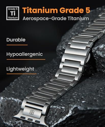 GROOBAL Titanium Band Compatible with Apple Watch Ultra 3/2/1 49mm Band for Men & Series 11/10 46mm, Grade 5 Titanium with DLC Coating for Ultra 3 Watch Band - Butterfly Clasp, Valentine Gifts for Men - Thumbnail 3