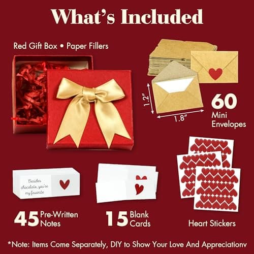 STOFINITY 60 Mini Love Notes With Envelopes - Personalized Valentines Day Gifts For Him, Her, Girlfriend - DIY Valentines Gift For Husband, Wife, Men, Women - Boyfriend Gifts for Birthday, Anniversary - Thumbnail 2