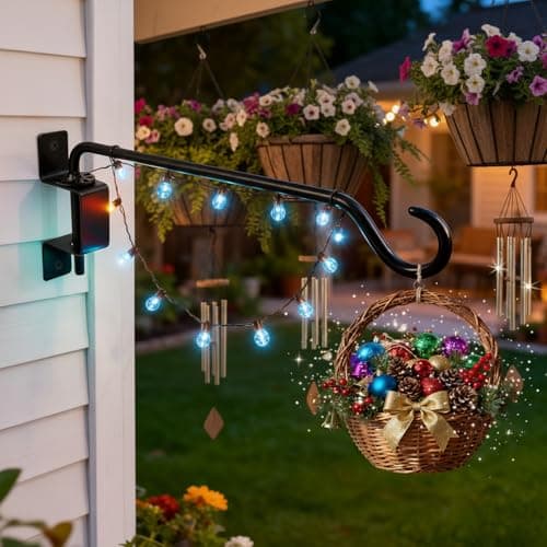 12 Inch Swivel Plant Hanger 2 Pack – Heavy Duty Wall Mount Plant Brackets with 360° Adjustable Hook, Rust-Resistant Metal Outdoor Plant Hangers for Flower Baskets, Bird Feeders, Lanterns & Wind Chimes - Thumbnail 2