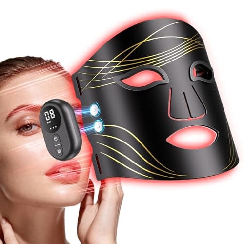 Cordless Red Light Therapy Mask for Face,Red Light Therapy Mask with 4 Modes Light, 850NM Infrared, 272 LED Beads, Dual Digital Remote Control, Portable LED Face Mask for Home & Travel