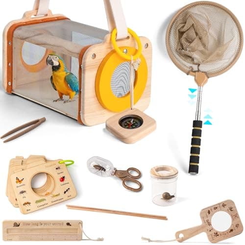 Bug Catcher for Kids, 10PCS Bug Catching Kit with Insect Cage, Butterfly Net, Magnifying Glass, Compass, Tweezers, ID Cards, Outdoor Explorer Science Kits Toys for Kids Boys and Girls Ages 3-12 - Image 1