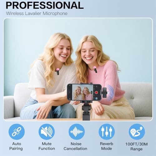 ZealSound Mini Microphone for iPhone with LED Display,Wireless Lavalier Mic with USB-C/Lightning/USB - Noise Reduction & Echo Effect,6 Windscreen Furry Muff Mics for TikTok,Podcast,ASMR,YouTube Videos - Thumbnail 3