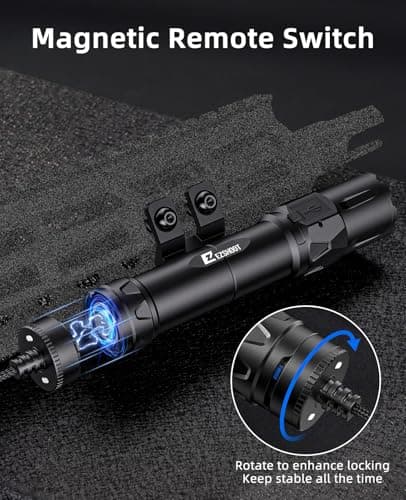 EZshoot 2500 Lumens Rifle Light Compatible with M-Rail, Rechargeable Ar Light with Magnetic Remote Pressure Switch, Rifle Flashlight with Strobe Mode for Home Defense and Hunting - Thumbnail 3
