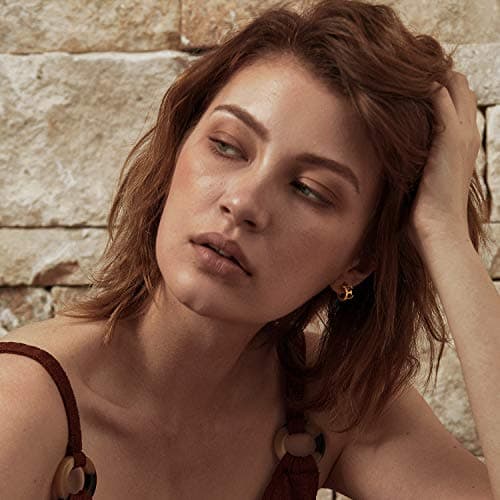 LOYATA Initial Huggie Hoop Earrings Gold Letter Sleeper 14K Gold Plated Earrings Simple Hypoallergenic Personalized Jewelry Gift for Women - 26 Letters - Thumbnail 5