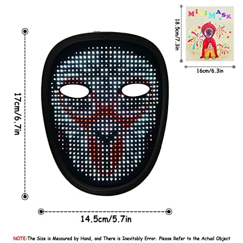 MOYACA Kids LED Mask Light up with Gesture Sensing, Cool Toys Mask for Halloween Costume Christmas Cosplay, Transforms LED Lights, Ideal Gifts for Children Students Birthday Parties Masquerades - Thumbnail 4