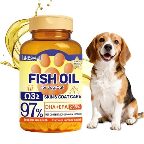 LickWell Fish Oil Pet Up to 97% Omega 3, 600 mg Omega 3 Per Soft Gel, Dog Fish Oil Supplement ≥95% EPA and DHA, Promotes Skin, Coat, Joint, and Immune Health, 100 Capsules - Image 1