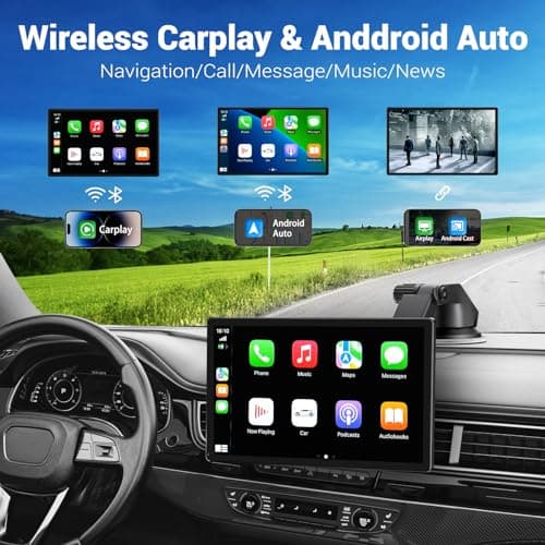 HAUXIY Wireless Apple Carplay Screen for Car 4K Dash Cam, 9" Portable Apple Carplay & Android Auto Car Stereo, with 1080p Backup Camera, GPS Navigation/Mirror Link/Voice Control/Bluetooth - Thumbnail 2