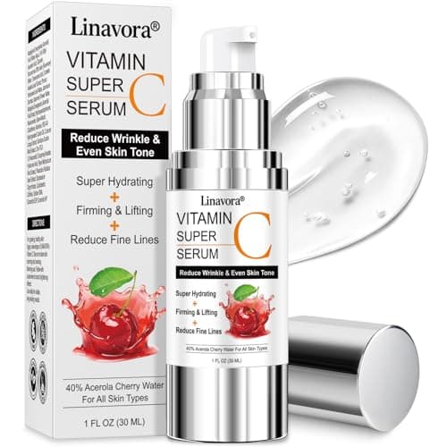 Super Vitamin C Serum for Face | Natural Anti-Aging Formula with Vitamin C, Hyaluronic Acid, Vitamin E & Caffeine - Firming Serum for Hydration, Wrinkle Reduction & Dark Spot Brightening - 1 Fl Oz - Image 1