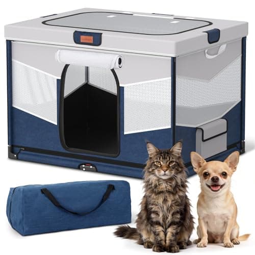 LOOBANI Foldable Dog Playpen for Small Dogs–Sturdy Puppy Playpen Indoor Outdoor with Full-Zip Washable Fabric Enclosure, 690D Waterproof Oxford Fabric, Portable Pet Crate with Carry Bag,32''x24''x22'' - Image 1