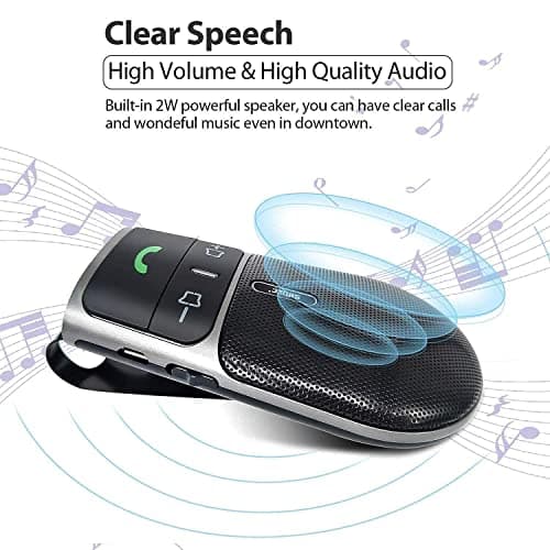 Bluetooth Phone Speaker for Car, SUNITEC Hands Free Bluetooth Car Speaker for Cell Phone, Support Siri Google Voice Assistant, AUTO Power ON Off, Speakerphone with Visor Clip - Thumbnail 6