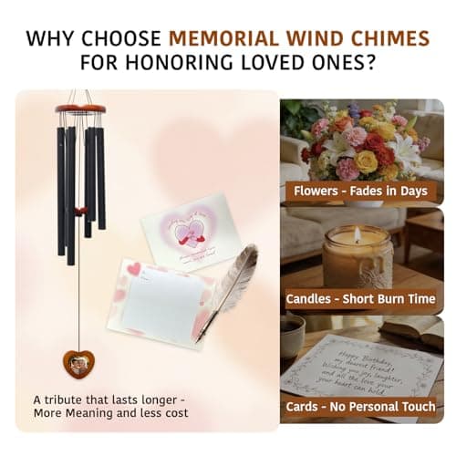Personalized Dog Memorial Gifts for Loss of Dog, 32 Inch Wind Chimes with Wooden Photo Frame, Sympathy Windchime Outdoors for Loss of Loved One, Pet Memorial Gifts for Dogs, Cats - Thumbnail 6