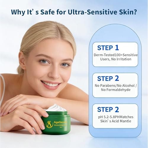 AgeSerene Daily Facial Moisturizer for Face & Dry Skin, Hydrating Face Cream for Sensitive Skin, Non Comedogenic Face Moisturizer for Women & Men with Squalane, 1.7 fl oz - Thumbnail 6