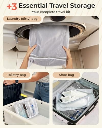 BAGSMART Vacuum Bags for Travel with Rechargeable Air Pump, Portable Space Saver Bags for Travel & Home, Vacuum Compression Seal Bag for Clothing, Blanket, 12 Pack Pink - Thumbnail 6
