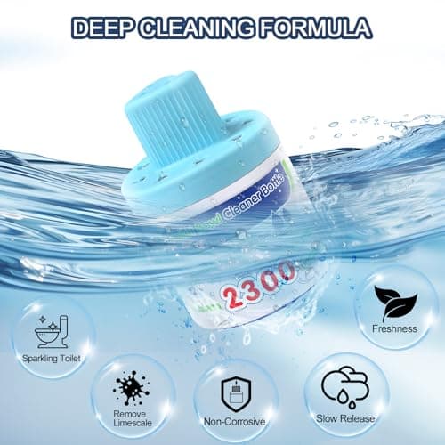 Msvvko Toilet Bowl Cleaner, Automatic Long-Lasting Blue Toilet Cleaner Bottle, Septic Safe Toilet Bowl Tablets in Bottles, Fresh Bathroom & Deodorize, 6 Pack, 2300 Flushes Each - Thumbnail 5