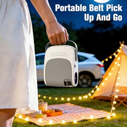 Mini Projector, 15000LM Portable Movie Projector for Bedroom, Real 720P Home Theater Supports 1080P, 3-Layer Glass Lens Projector for iPhone/TV Stick/PS5, Indoor & Outdoor Use - Thumbnail 3