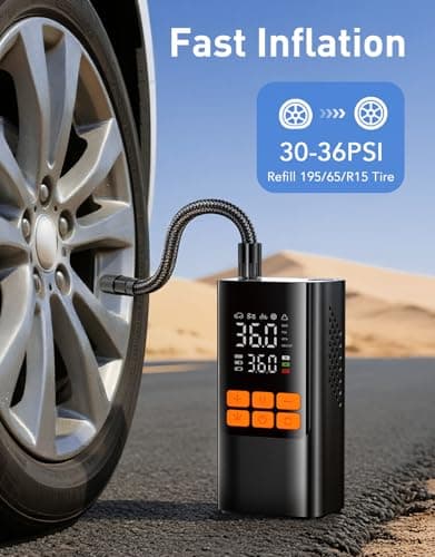 Cordless Portable Air Pump, 150PSI Fast Tire Inflator with Pressure Gauge, Compact Air Compressor for Car, Bike, Motorcycle, and Balls(Minimalist) - Thumbnail 2