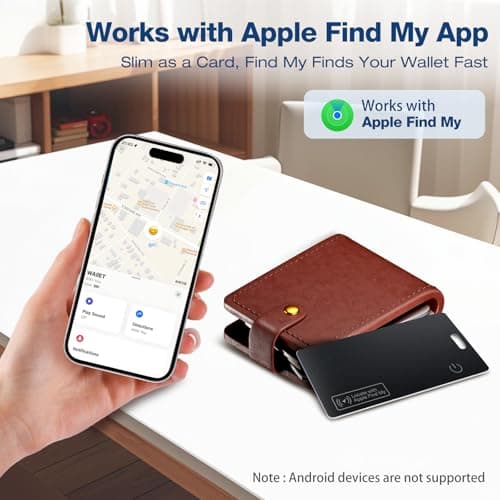 Apple MFi Certified Airtag Wallet Tracker Card 0.06in Slim 1 Pack- Rechargeable Smart Tracking Tags IP68 Waterproof, Works with Apple Find My, Bluetooth Item Locator for Keys, Purse, Luggage(iOS Only) - Thumbnail 2