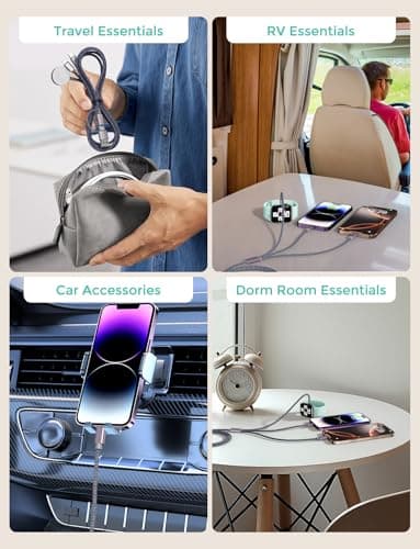 2026 Travel Essentials,3 in 2 USB C Cable for Apple Watch Charger,iPhone Charger,Multi Charging Cable,Cruise Vacation Camping Essentials for iWatch Series 11-2/Ultra,iPhone 17-12,Car,Sony PSP Cables - Thumbnail 4