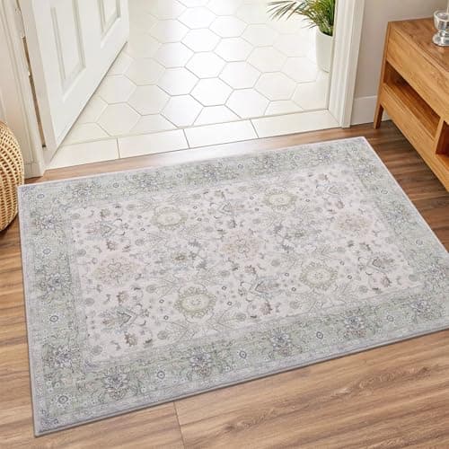 Vanmoos 2x3 Washable Area Rug – Soft, Non-Slip Entrance Rug, Durable Indoor Door mat, Floor Carpet for High-Traffic Areas, Entryway, Kitchen, and Bedside, Cozy Elegance/Green - Image 1