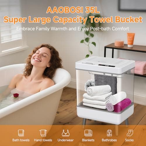 AAOBOSI Towel Warmer,4 in 1 Heating-Drying-Delaying-Foldable 35L Quick Heating Towel Warmers Portable Towel Heater Dryer for Bathrooms,Spas,12 Level Timer&Auto Shut Off,Great Gift for Loved Ones - Thumbnail 2