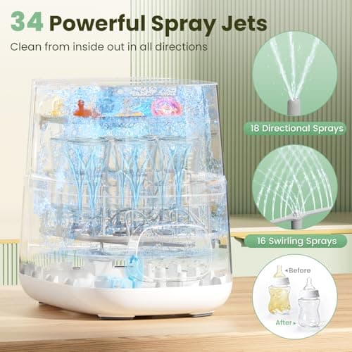 MOLWAY【Upgraded】Bottle Washer Pro, All-in-One Baby Bottle Washer and Sterilizer & Dryer, Cleaning Machine for Bottles, Pump Parts & Baby Essentials, Effortless Care, Replaces Hand Washing - Thumbnail 3