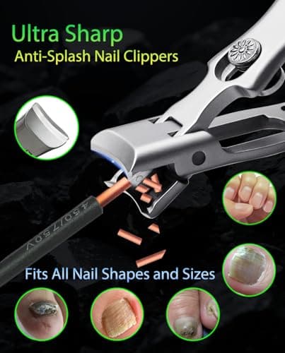 HEYCROWN Toenail Clippers for Thick Toenails Large Nail Clippers for Seniors Men - Thumbnail 3