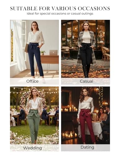 GRACE KARIN Dress Pants for Women Stretch Pull-on Pants Comfort Office Ponte Pants Gray-Black 2XL - Thumbnail 4