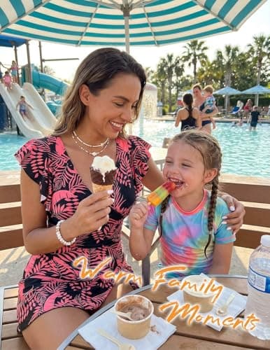 One Piece Swimdress Swimsuit for Women Tummy Control Ruffle Swim Dress Skirt Criss Cross Tie Back Bathing Suit Black Red Flower XL - Thumbnail 2