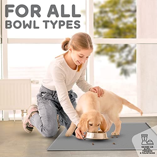 PetHappily Dog Food Mat - Raised Edges Dogs Mat for Food and Water Prevent Spill, Waterproof Cat Food Mats Protect Floors, Easy Clean Dog Bowl Mats for Food and Water, Silicone Pet Feeding Placemats - Thumbnail 6