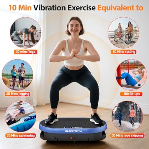 Vibration Plate Exercise Machine for Lymphatic Drainage & Weight Loss, Shake Plate with Resistance Bands, 120 Speed Levels, Remote Control, Full Body Workout, Compact Home Gym Equipment - Thumbnail 2