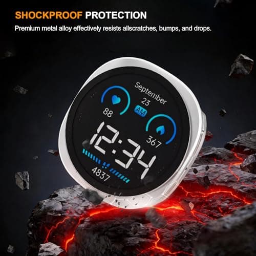 SDOCEBF 3 in 1 Rugged Metal Case for Samsung Galaxy Watch 8 44mm with Screen Protector, Lightweight Aluminum Bumper with Back Cover, Overall Protection Cover for Galaxy Watch 8, Silver - Thumbnail 4