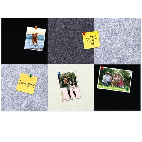 HULAVO Square Felt Cork Bulletin Board Tiles, Self Adhesive DIY Felt Pin Board for Wall 30" x 20" with 35 Pushpins for Office School Home Wall Decor Stickers Memos Photos Display (Gradual Grey)