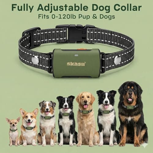 Skasii Dog Training Collar with Remote - 4500FT, IPX8, 0-150 Lbs, Dog Shock Collar with 4 Training Modes, Security Lock, Rechargeable e-Collar, Outside Use, for Small Medium Large Dogs, Green - Thumbnail 4