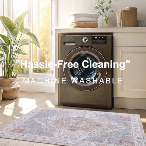 Vanmoos 5x7 Area Rugs for Living Room, Bedroom - Machine Washable, Non-Slip Bedside Rug, Large Soft Floor Carpet for Office, Dining Room, Farmhouse and Home Decor, Artistic Flair/Beige - Thumbnail 5