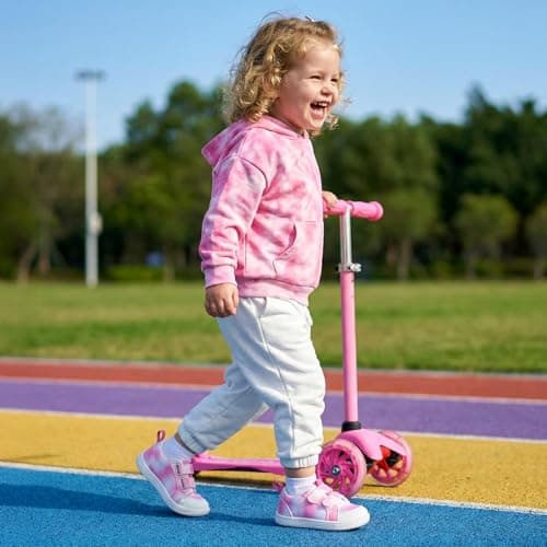 STQ KIDS Wide Toe Box Toddler Barefoot Shoes Girls Sneakers Lightweight Kid Tennis Shoes Non-Slip Zero Drop First Walking Shoe for School Sports Tie-Dye Pink Infant Size 4 - Thumbnail 3