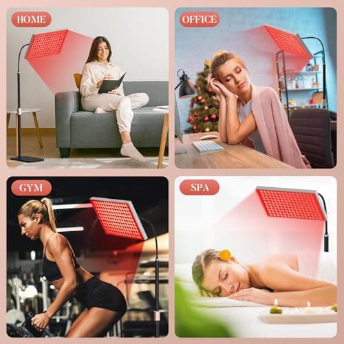 Red Light Therapy for Body and Face, Infrared Light Therapy Lamp 660nm Red Light and 850nm NIR LED Panel Light with Adjustable Stand, Infrared Redlight Therapy Device for Body Use at Home/Office/Gym - Thumbnail 4