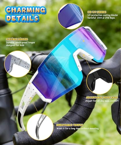 KALIYADI Kids Polarized Sunglasses Youth-Baseball-Sunglasses: Boys Girls Sport Running UV400 Protection Sun Glasses Age 6-14 - Thumbnail 4