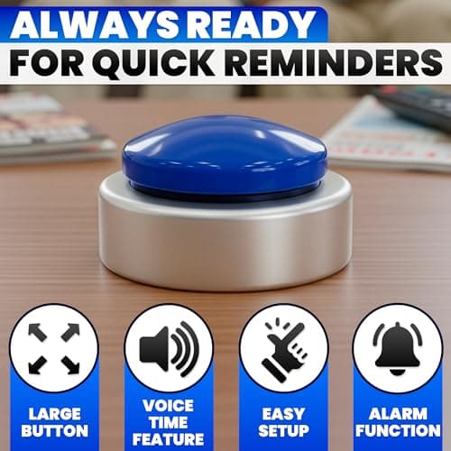 Talking Clock for Blind Elderly with English Voice & Alarm – Easy-to-Use Voice Announced Time & Date Talking Watches for the Blind | Big Button Interface, High/Low Volume, Gift for Elderly Loved Ones - Thumbnail 4
